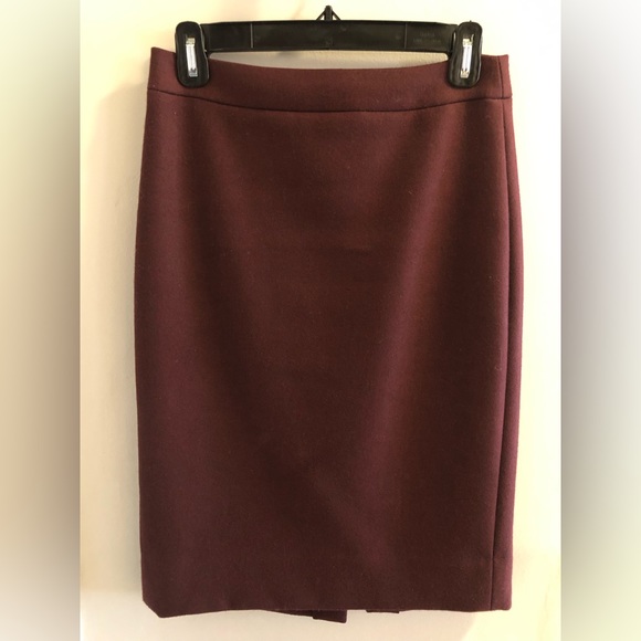 J Crew Number 2 Pencil Skirt Maroon Double-Serge Wool - Picture 4 of 8